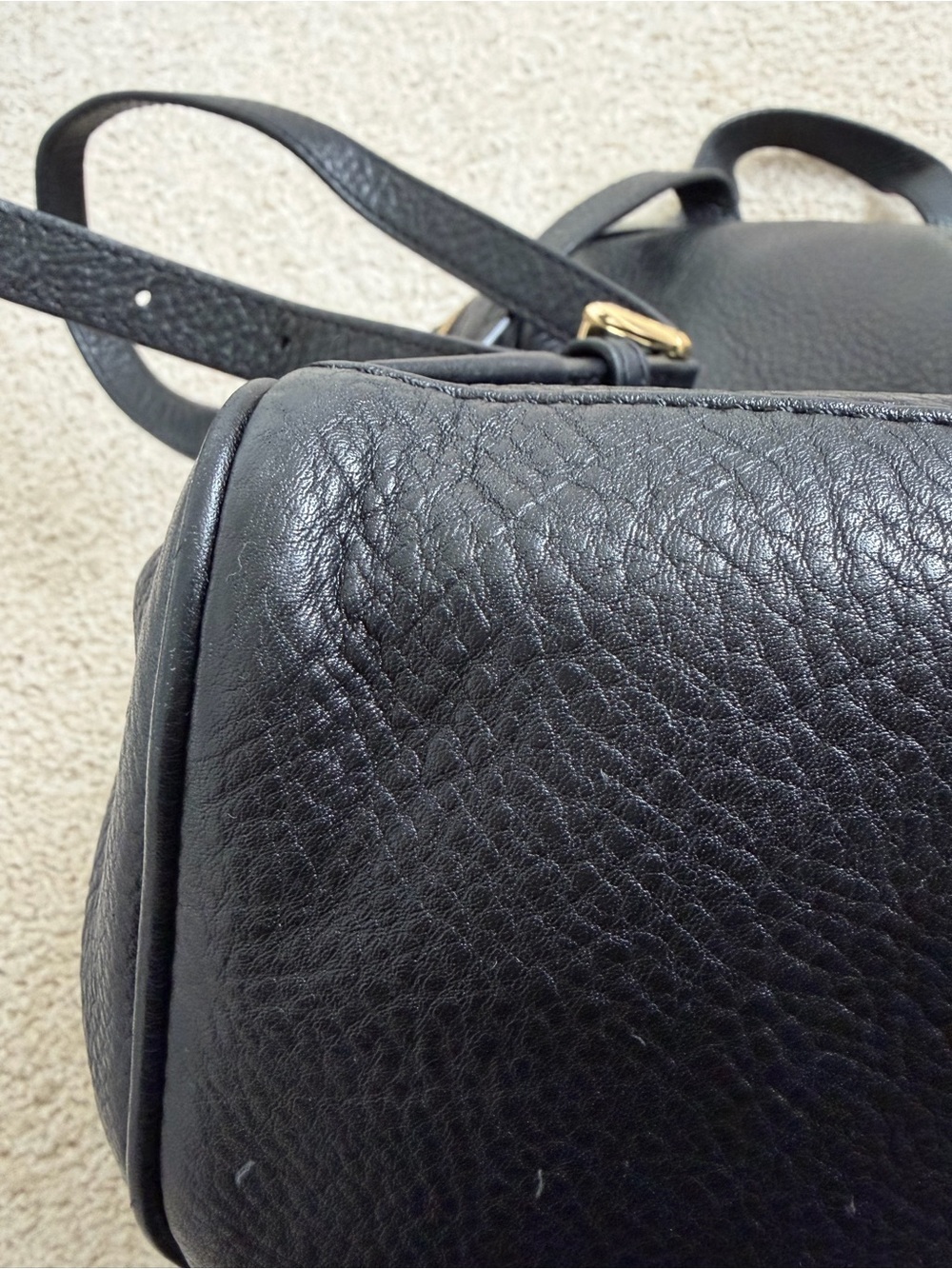 Michael Kors Black Pebbled Leather Backpack Gold Hardware Medium - Picture 12 of 16